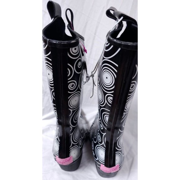 BLAZIN ROXX Layla Sz 7 Rain Boots Black White Outdoor Chore Cowgirl Boot 58106 - Picture 6 of 16